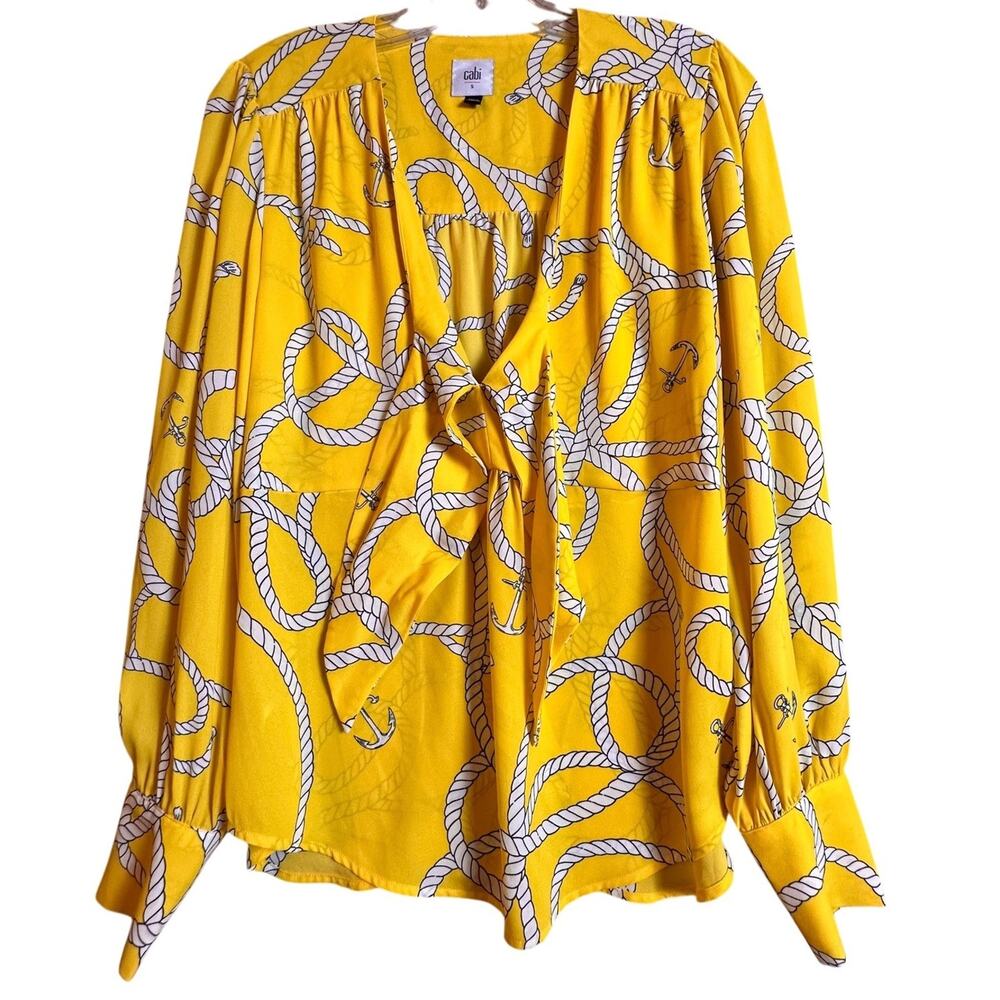 CAbi Yellow Rope Print Blouse